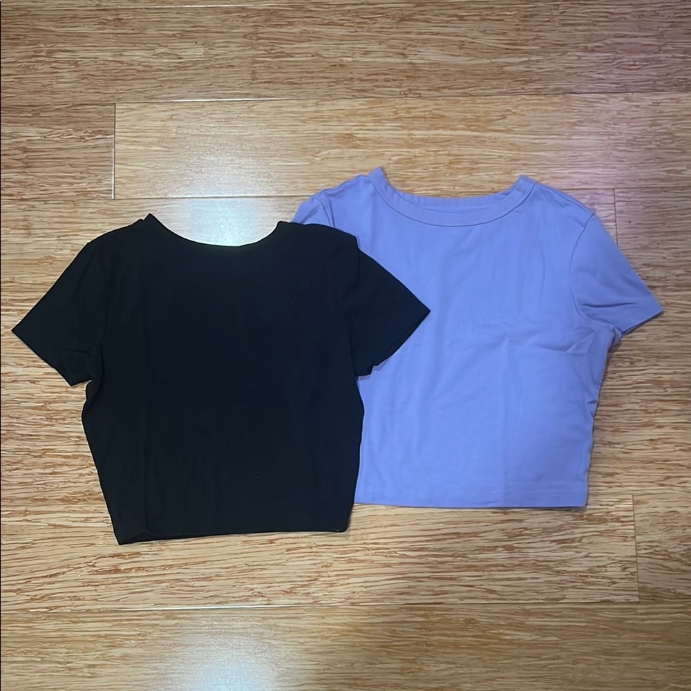 Target Black and Lavender Crop Tops